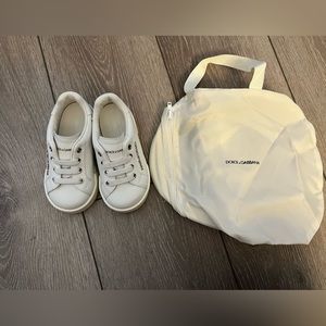 All white Dolce & Gabbana sneakers toddler
